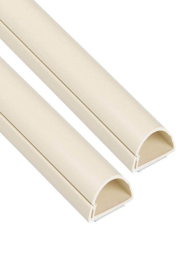 D-Line Half Round Cord Hider, Patented Cable Cover, Hide TV Wall Mount Wires, Raceway for Cords, Decorative Wire Covers, Paintable, Adhesive Cable Concealer - 2X 1.18in W x 0.59in H x 39in L - Beige - Image 1